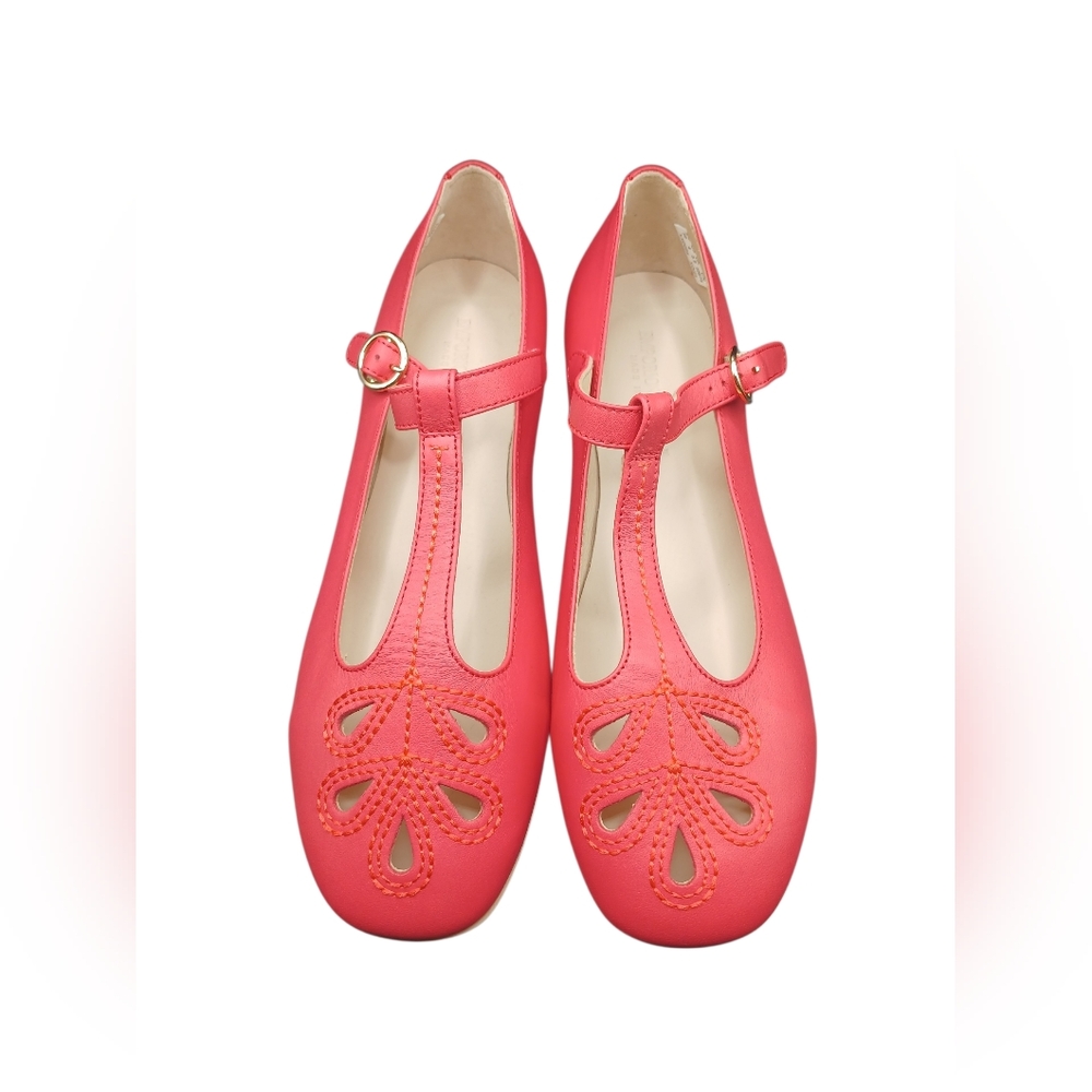 🪁 Emporio Armani Salmon Pink Mary Jane Ballet Flats – Leather – EU 36 / US 7